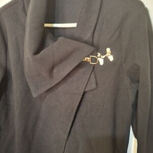 Elegant Black Women's Coat with Gold Accents
